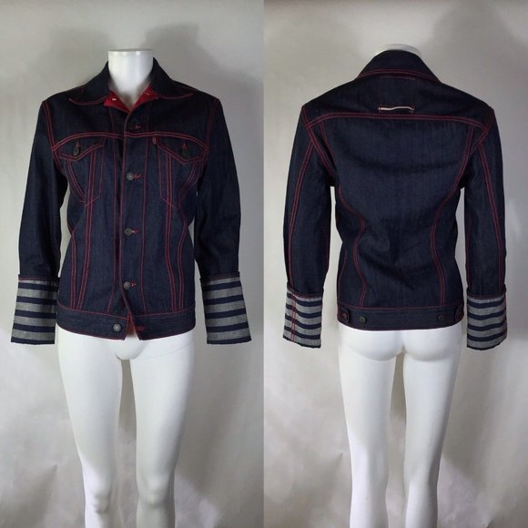 Rare Vtg Jean Paul Gaultier Levi's Striped Denim Jacket S